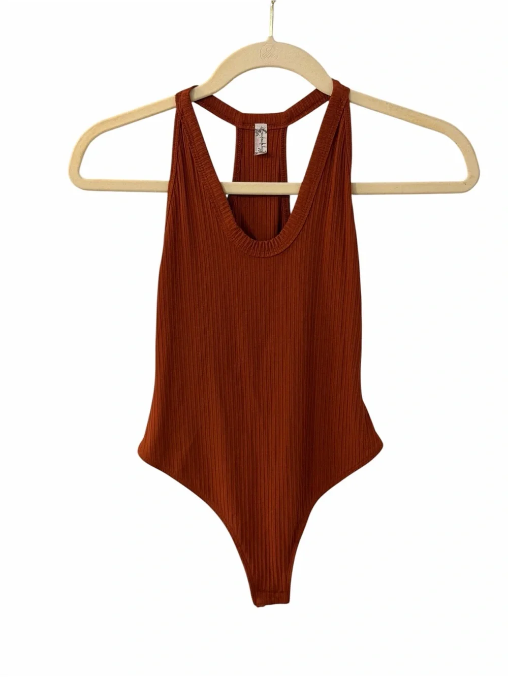 Free People Intimately‎ Speed Dial Ribbed Bodysuit Rust Orange XS